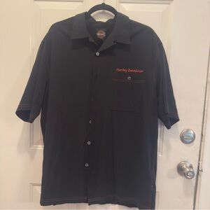 Harley-Davidson Men's Black Shirt with Red Stitching
